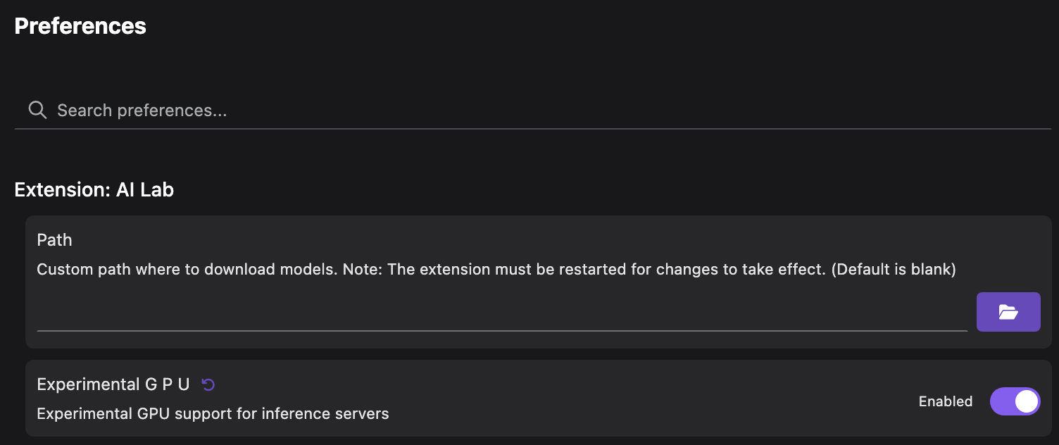 GPU support for inference servers preference is enabled