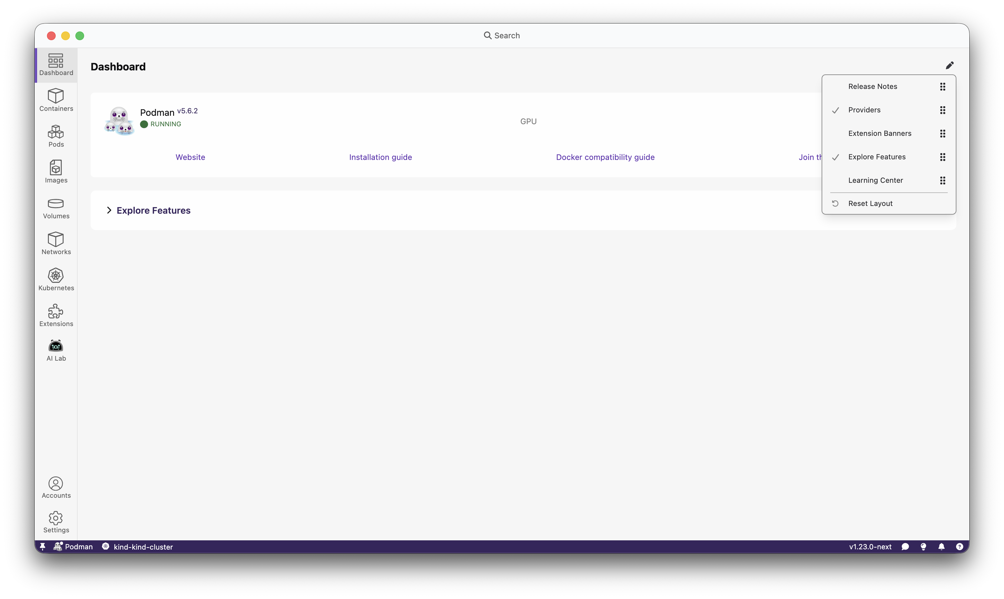 Customizable dashboard sections