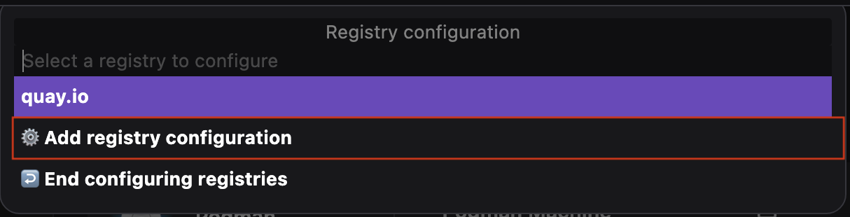 adding registry configuration