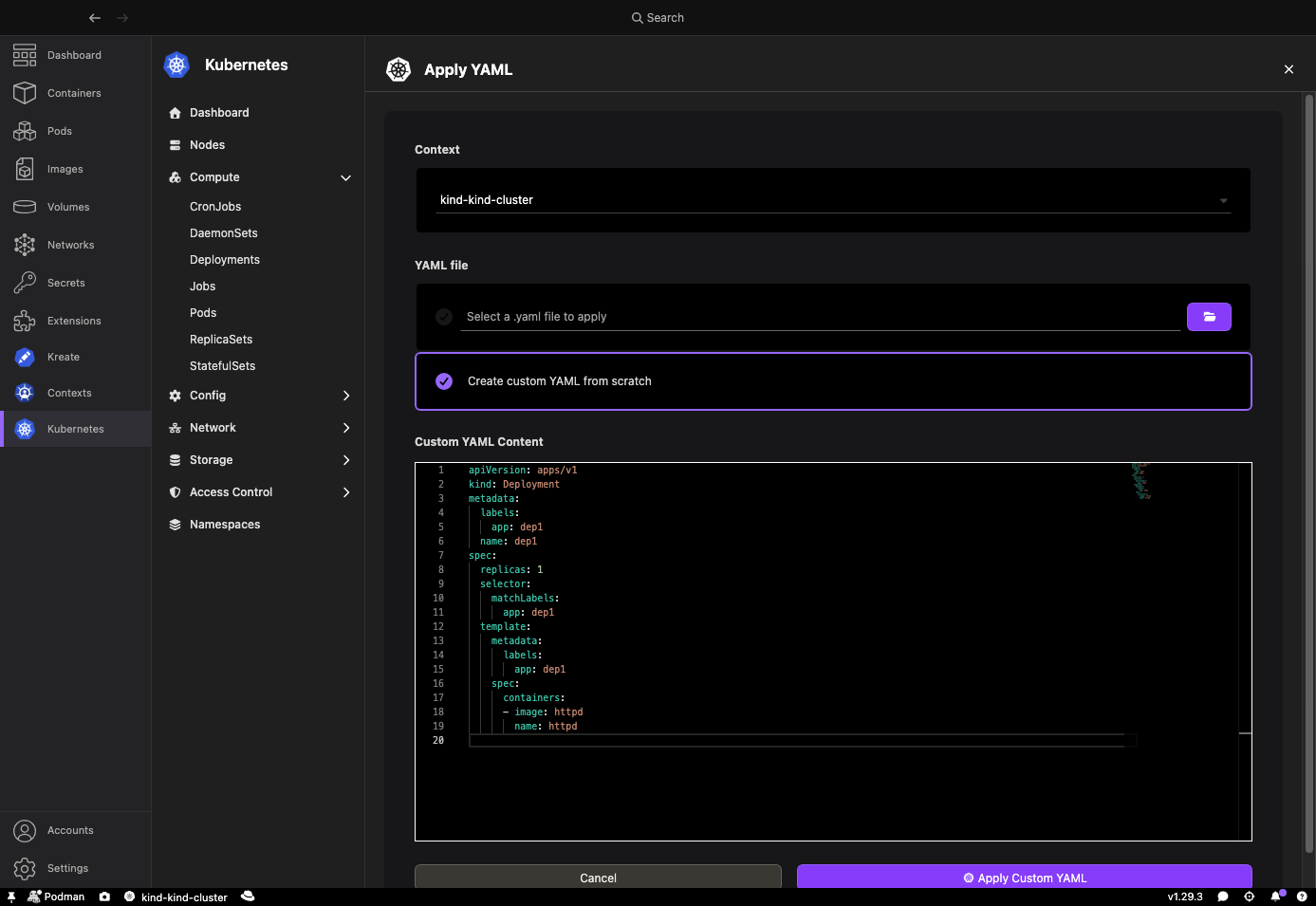 Apply YAML page