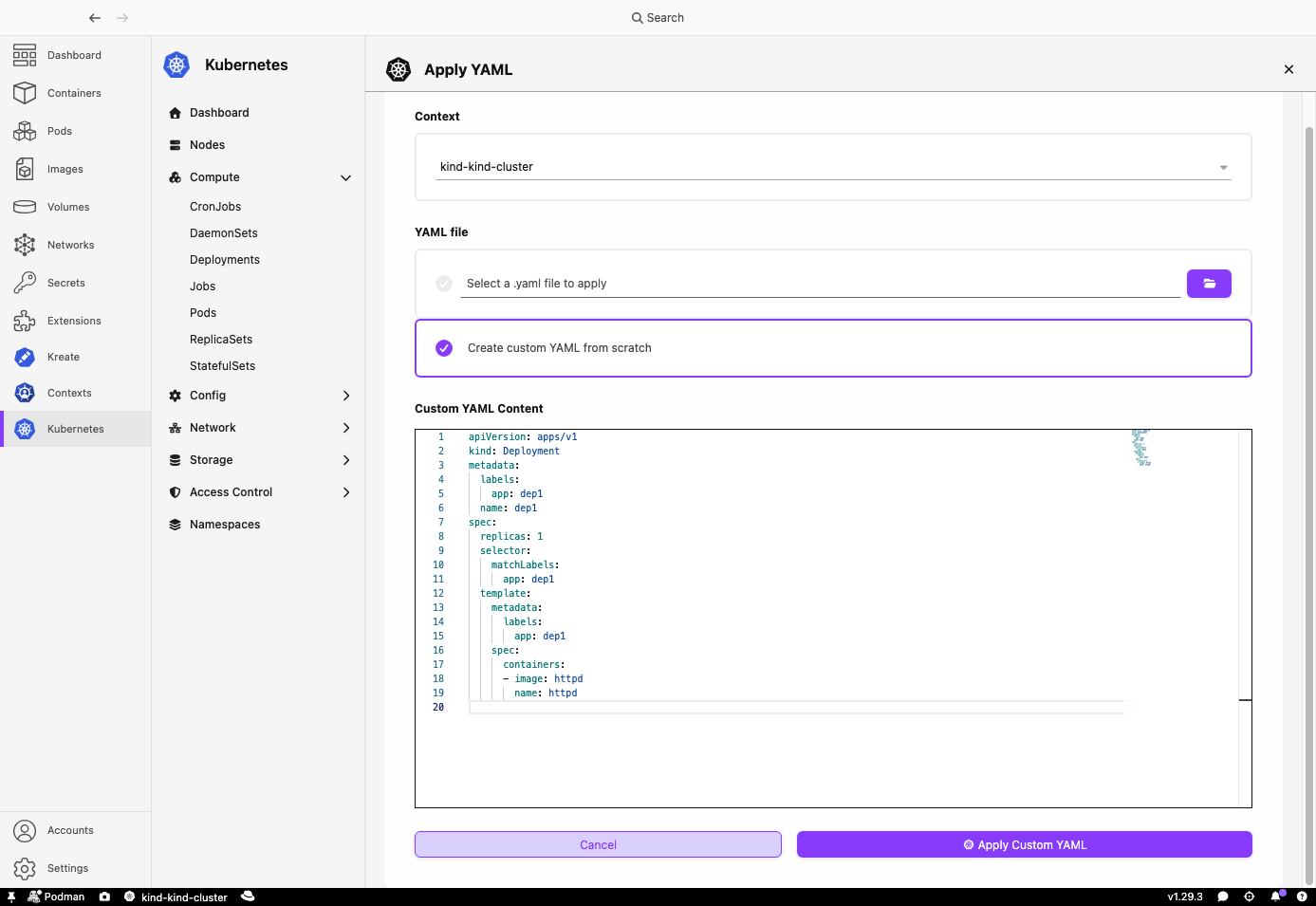 Apply YAML page