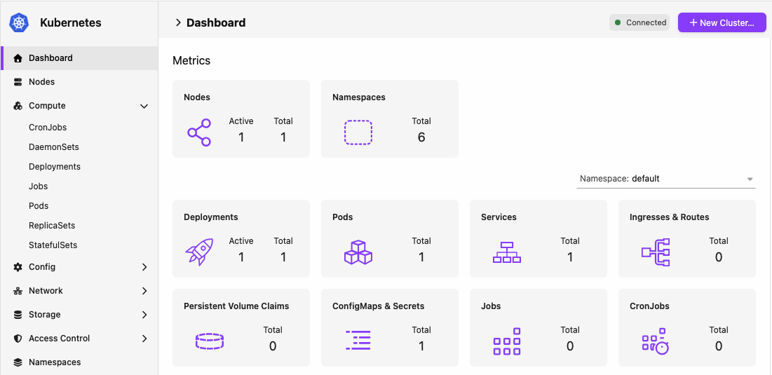 Kubernetes Dashboard screenshot