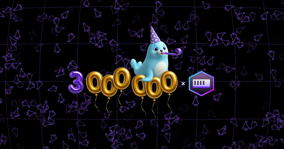 Banner announcing 3 million downloads
