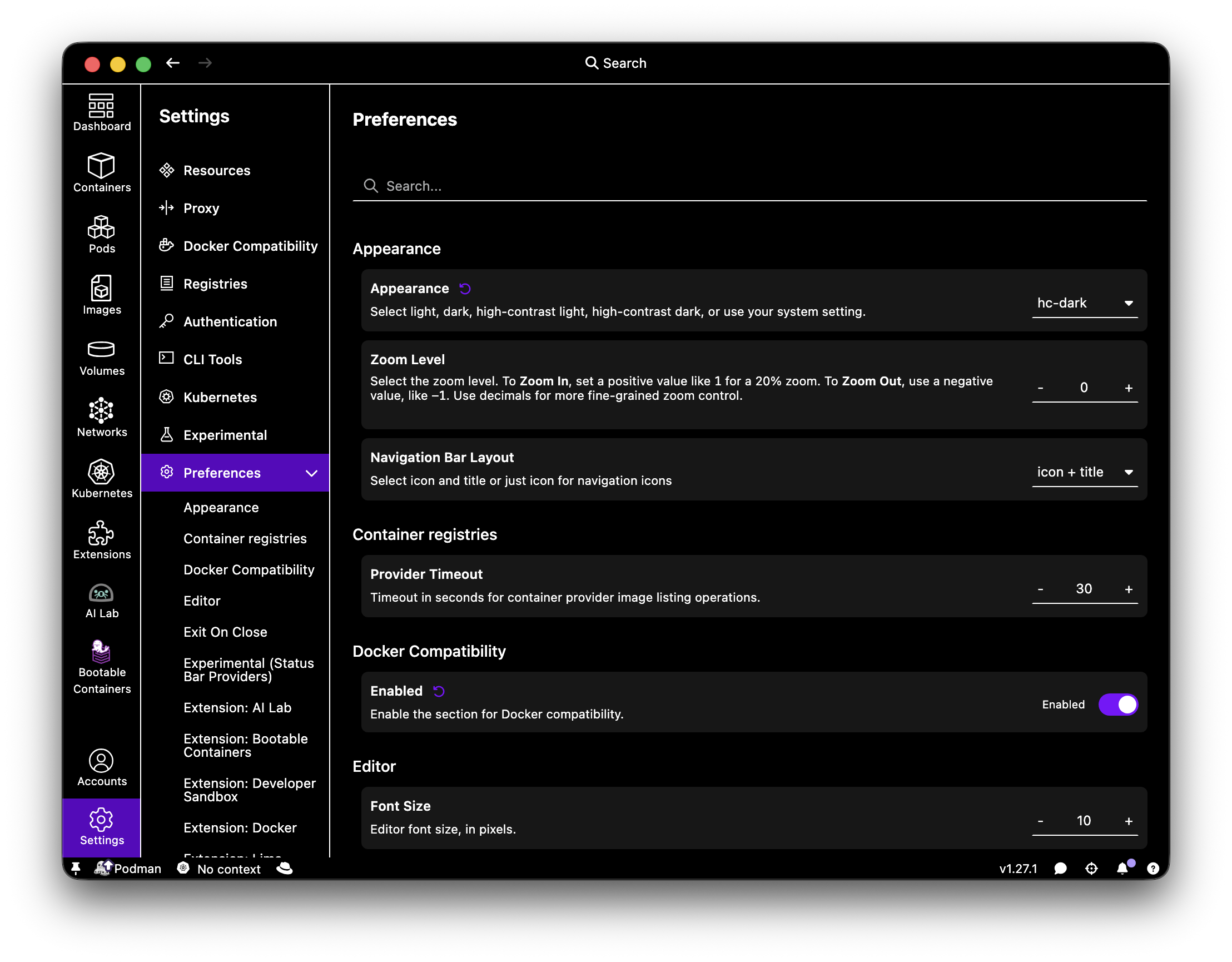 High contrast dark theme