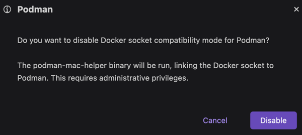 disable Docker compatibility