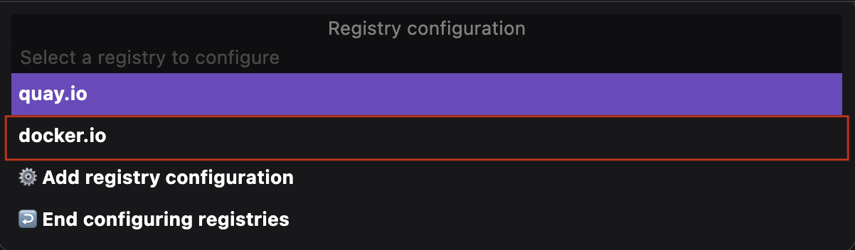 docker.io registry added