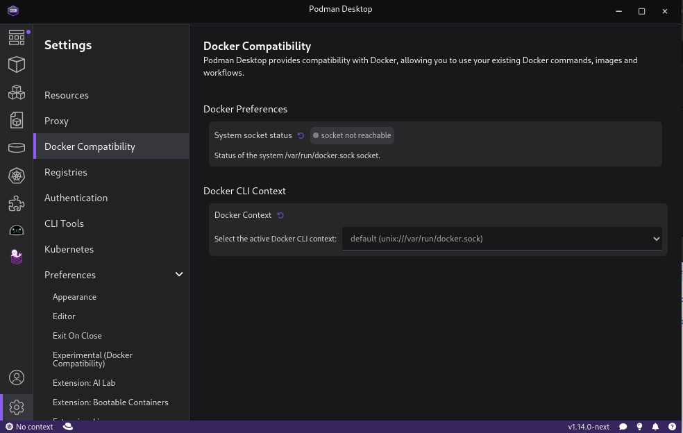 Docker compatibility page