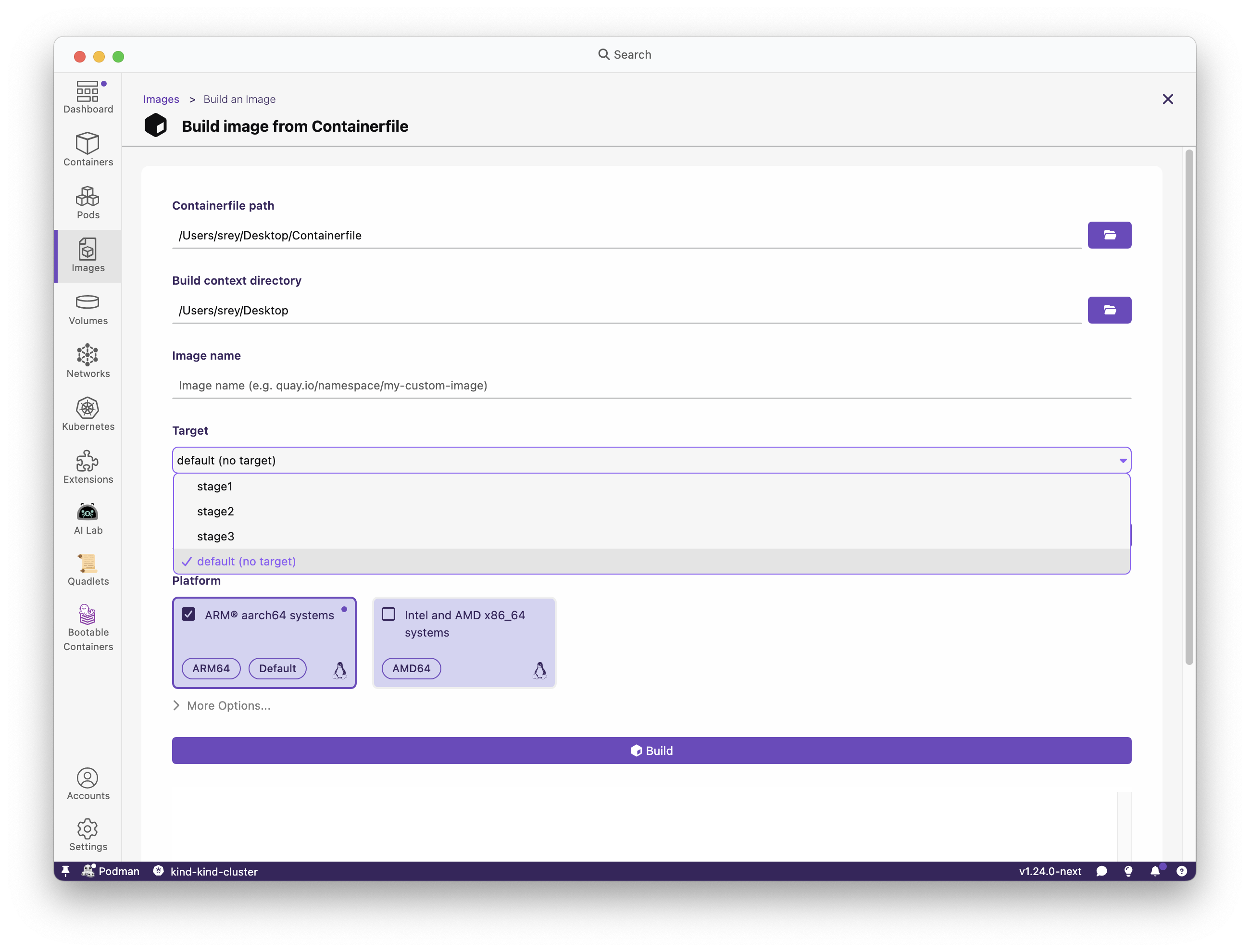 Dropdown Multi-Target Containerfile