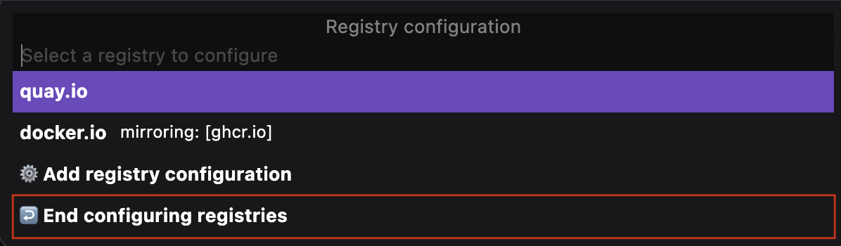 ending registry configuration