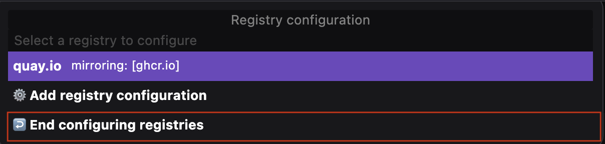 ending registry configuration