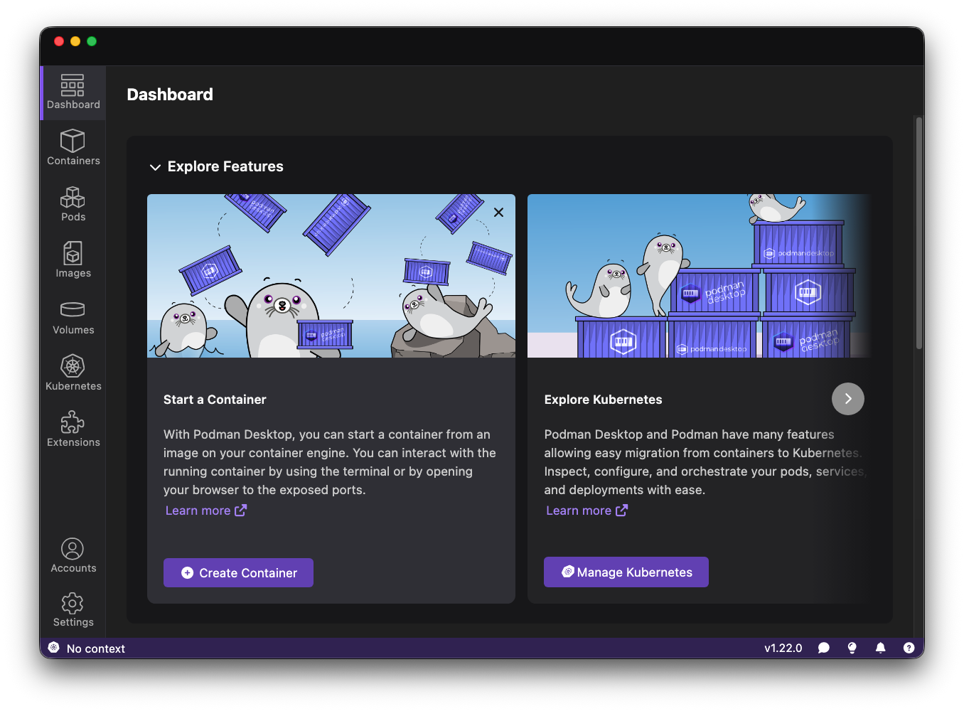 Explore Features Section on the Dashboard
