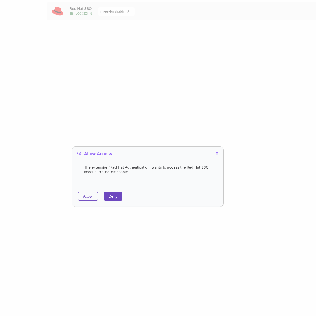 Extension access control for existing session