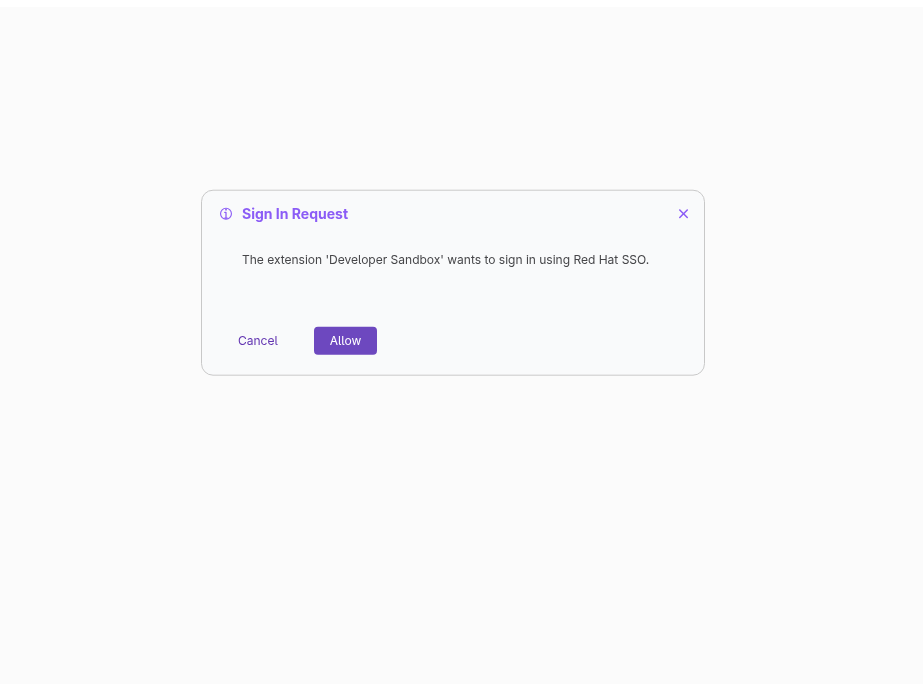 Extension sign in request dialog