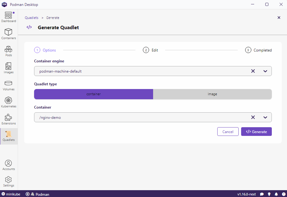 Quadlet Generate Form