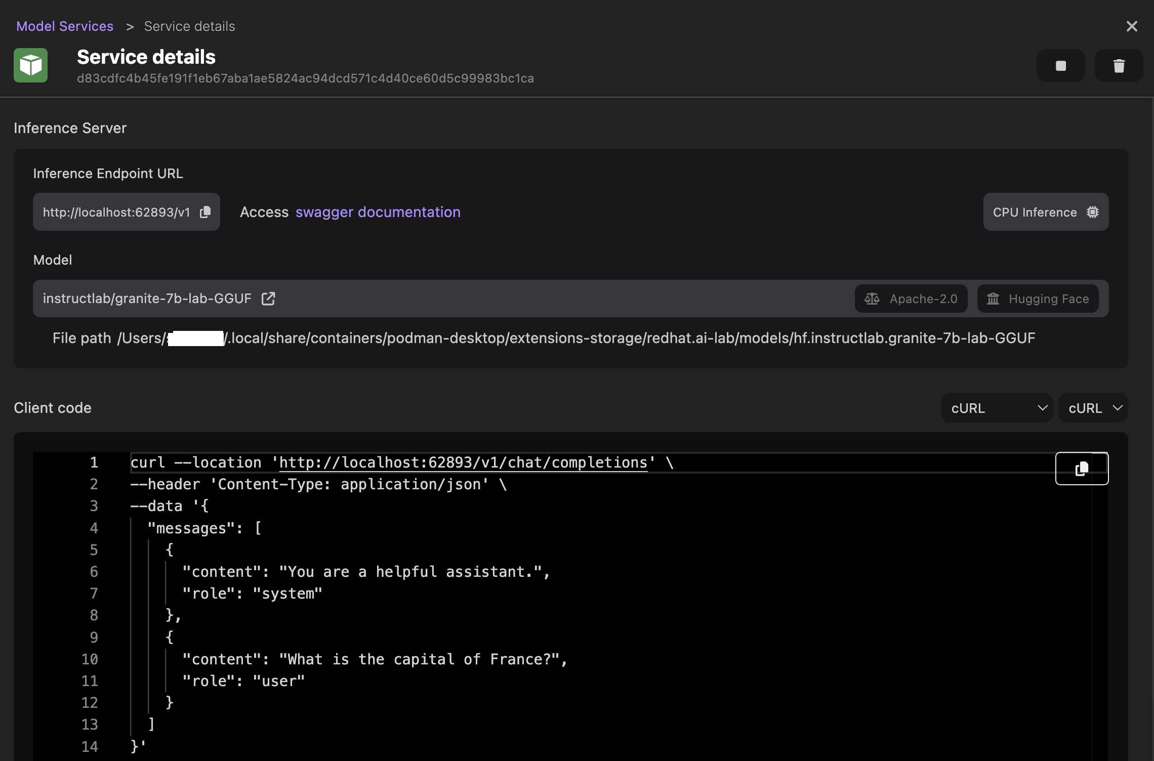 inference server details