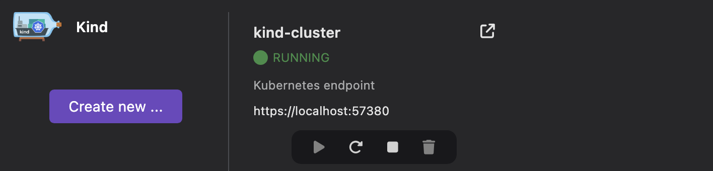 running Kind cluster instance