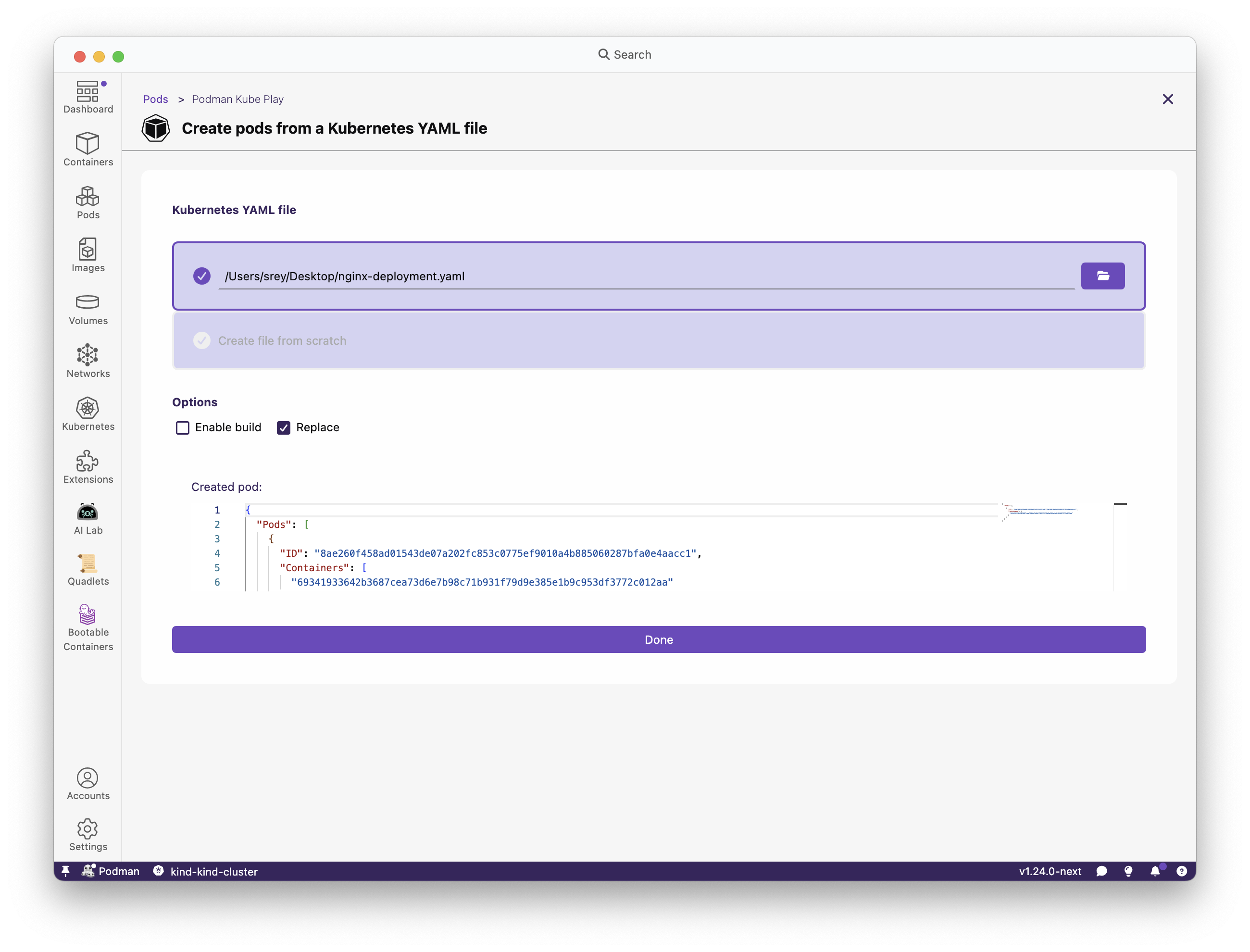 Podman Kube Play Replace Option