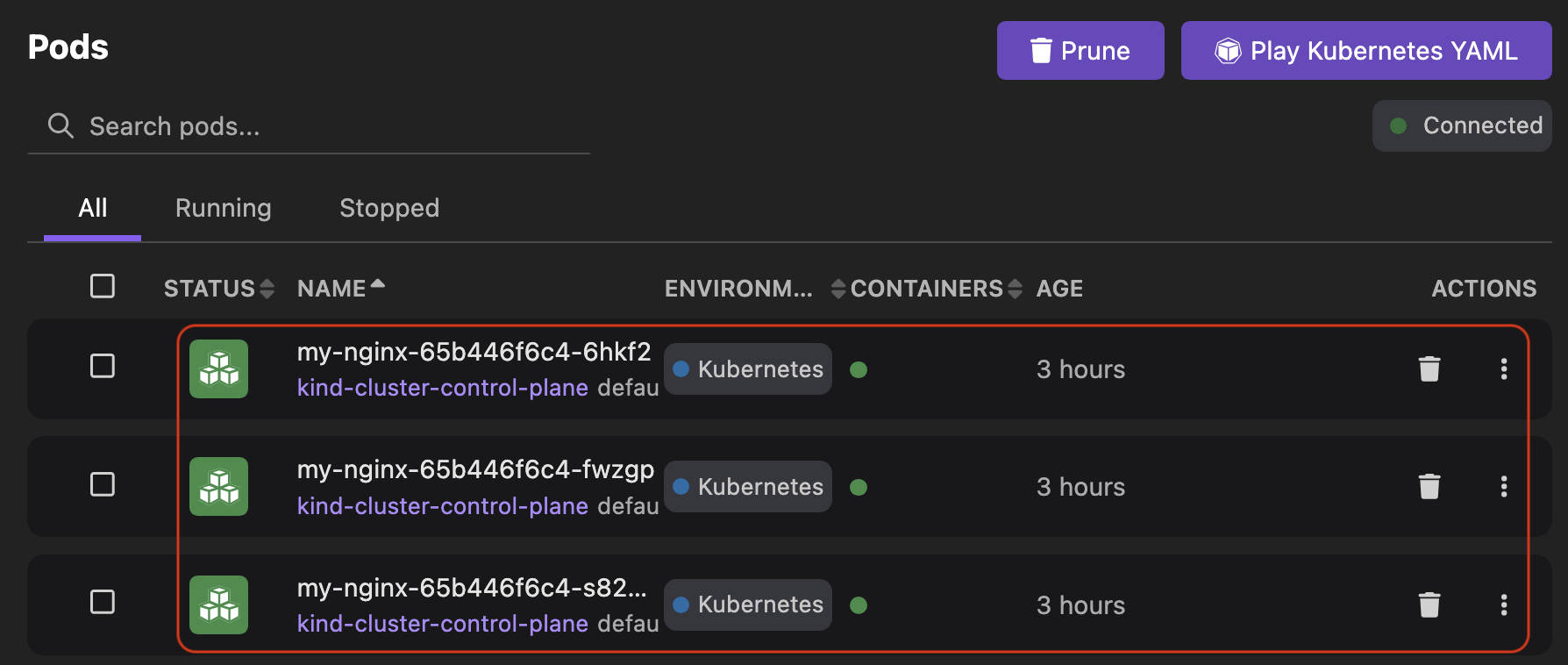 nginx pods running