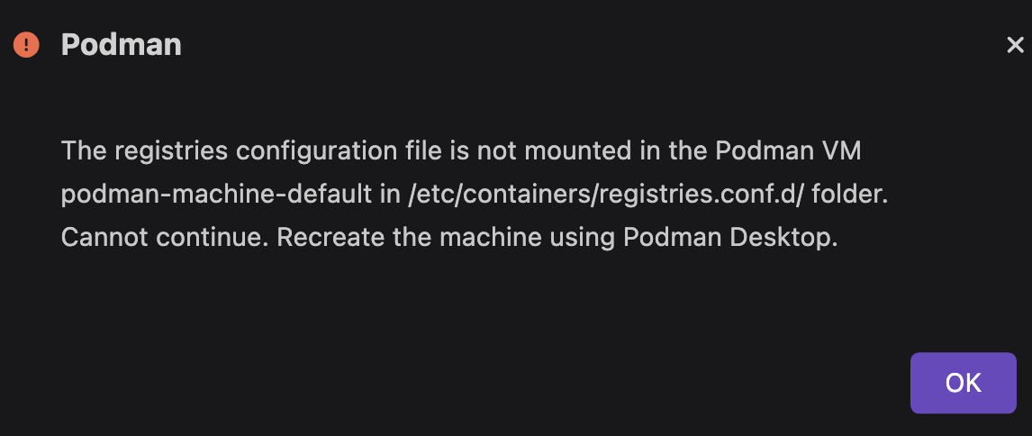 notification to mount the registry file