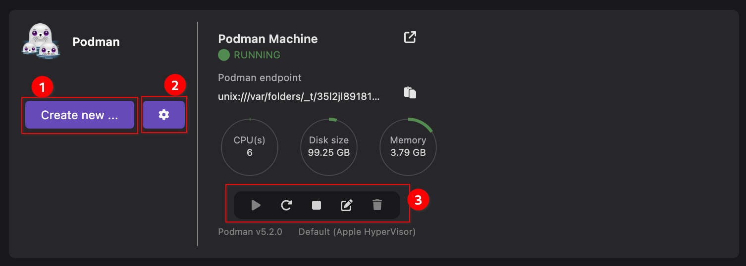 podman machine set up