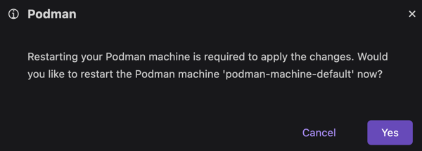 restart Podman machine