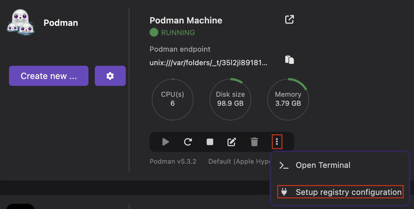 Set up registry configuration