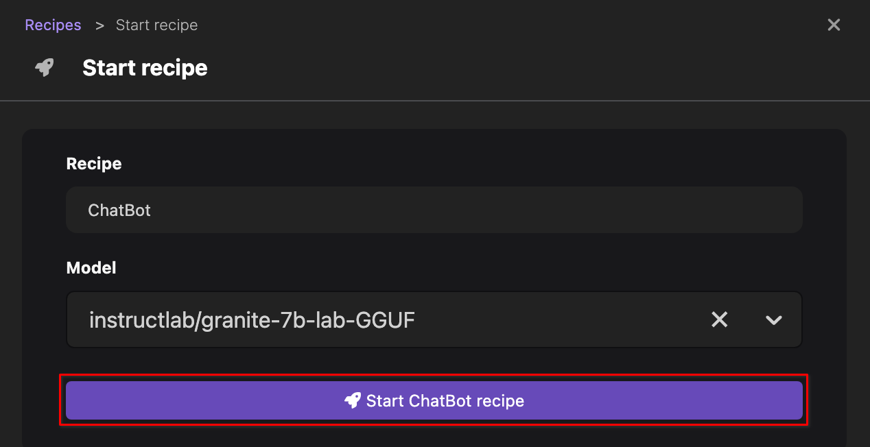 starting a chatbot recipe