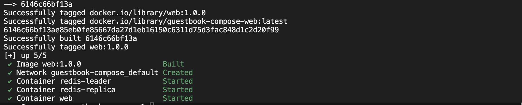 Step 1 podman compose terminal output