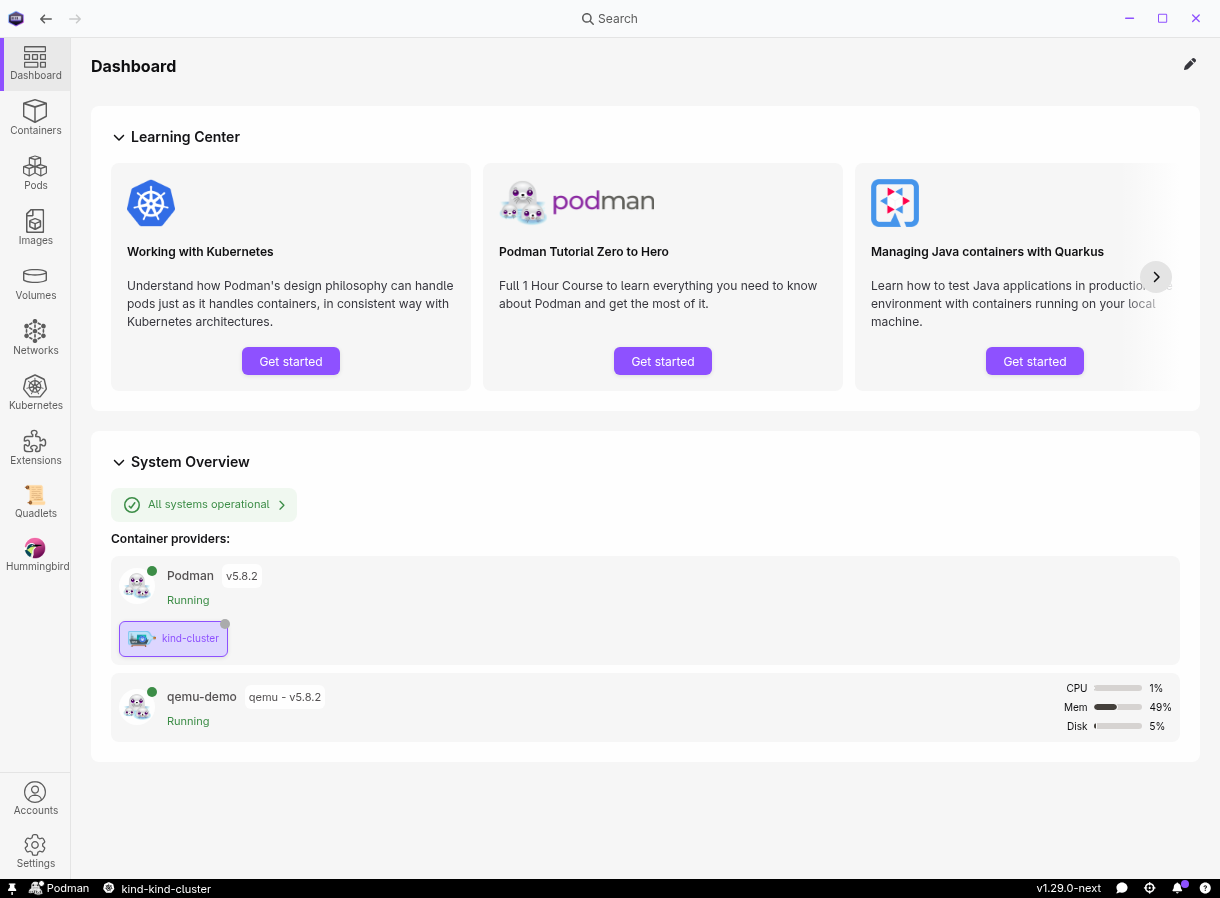 Enhanced dashboard with system overview