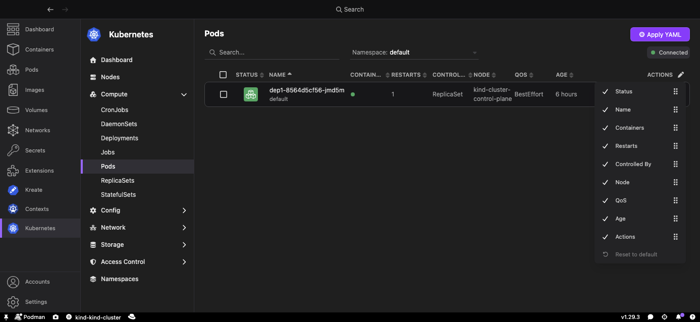 Column selection on a resource table